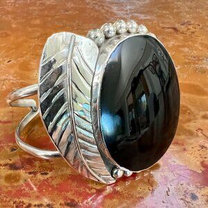 Gorgeous Black Onyx & Sterling Silver Cuff Bracelet